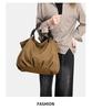 Fashi Women's Tote Bag Large Capacity Canvas Women Shoulder Bag Versatile Casual Crossbody Bags Ruched Female Handbag