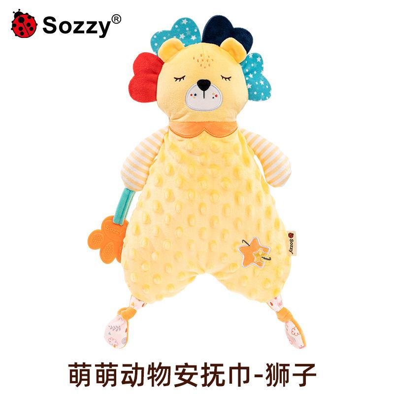 Baby Sensory Blanket with Teether and Crinkle Toy for Newborns Soft Plush Grasping