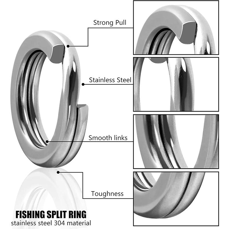 High-Strength Stainless Steel Split Rings for Fishing Lures Loop 5 Size Kit 200/250Pcs Corrosion-Resistant Connector Rings