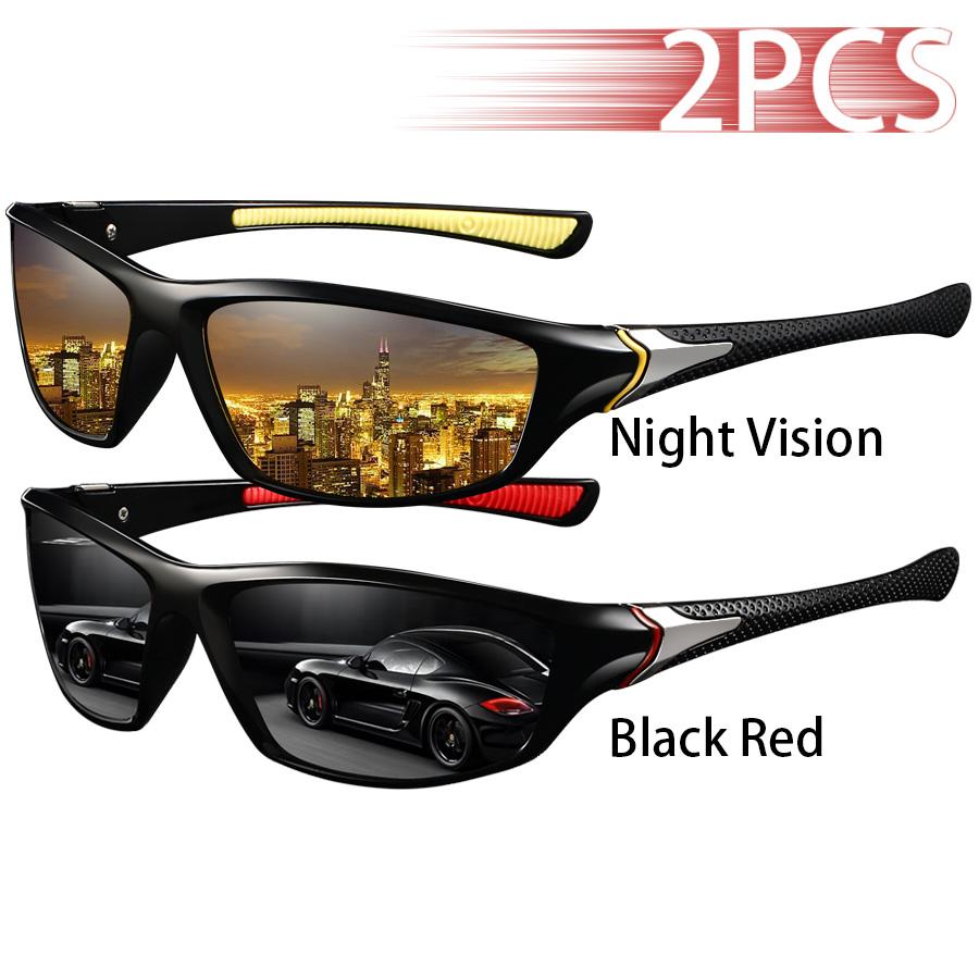 2PCS Fashion Vintage Eyewear Driving Fishing Cycling Sports Sunglasses Men Women Running Mountaineering Sport Sun Glasses 7