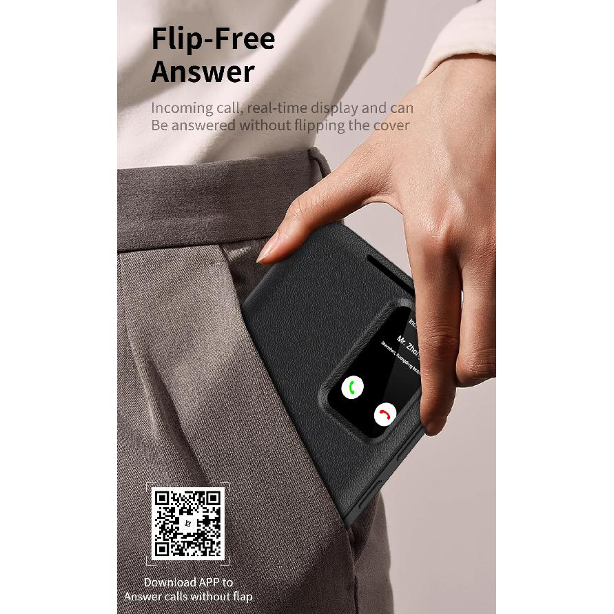 Suitable for Samsung S25Ultra Smart View Window Card Slot Case, S26Ultra Flip-free Answering Phone Case