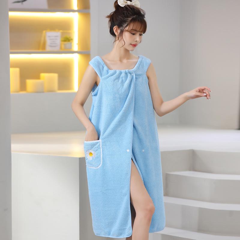 Coral Fleece Wearable Bath Towel: Thick, Soft, Absorbent Bathrobe for Women