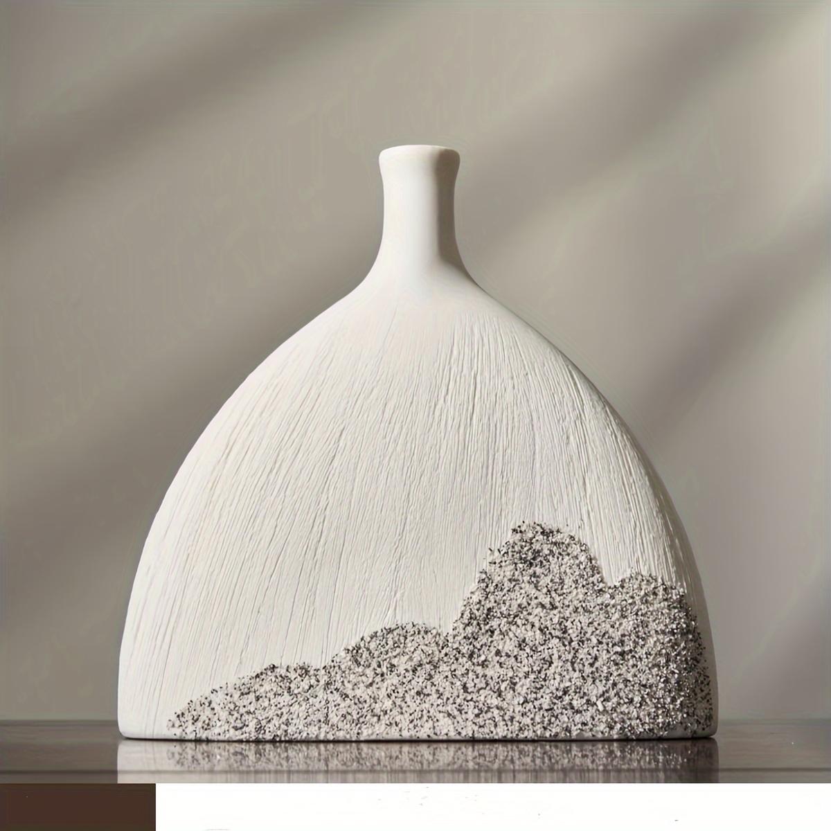 

Snowflake & Cloud Ceramic Vase, Modern Minimalist Flower Arrangement Ornament, Black-White Small-Mouth Zen Vase for Living Room білий