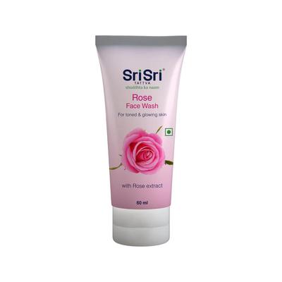 Sri Sri Rose Gesichtswaschgel - Für straffe & strahlende Haut, 60 ml