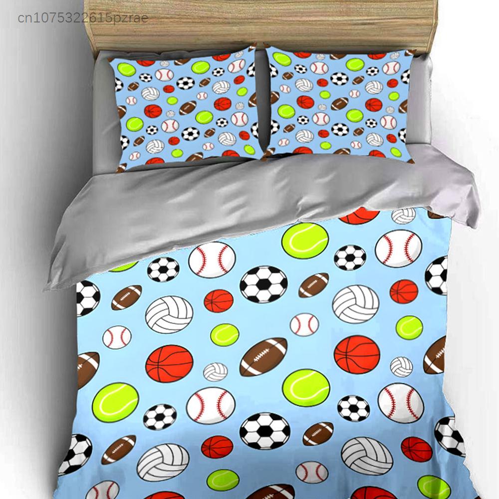 Sports Ball Pattern Set Multiple Sizes kid's And adults' Bedroom Exquisite 3PC Bedding set, Gift