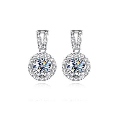 S925 Sterling Silber Set mit 1ct Zirkon Diamant 5,0mm Disc Einfache Ohrringe