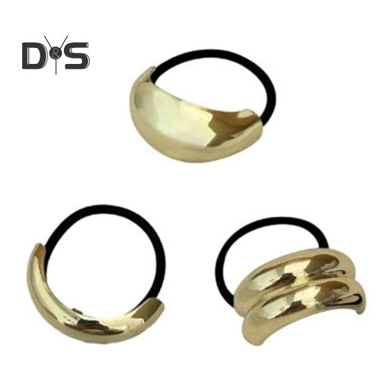 

3/4 шт., резинка для волос с золотистым металлическим декором, манжета для волос, высокоэластичные резинки для волос, черные аксессуары для волос, держатель для хвоста G