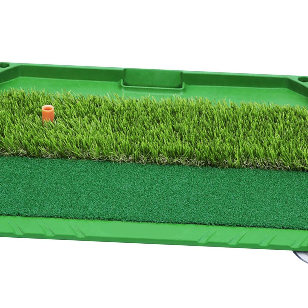 Golf Hitting Mat with Ball Tray Portable Heavy Duty Home Use Training PP Grass