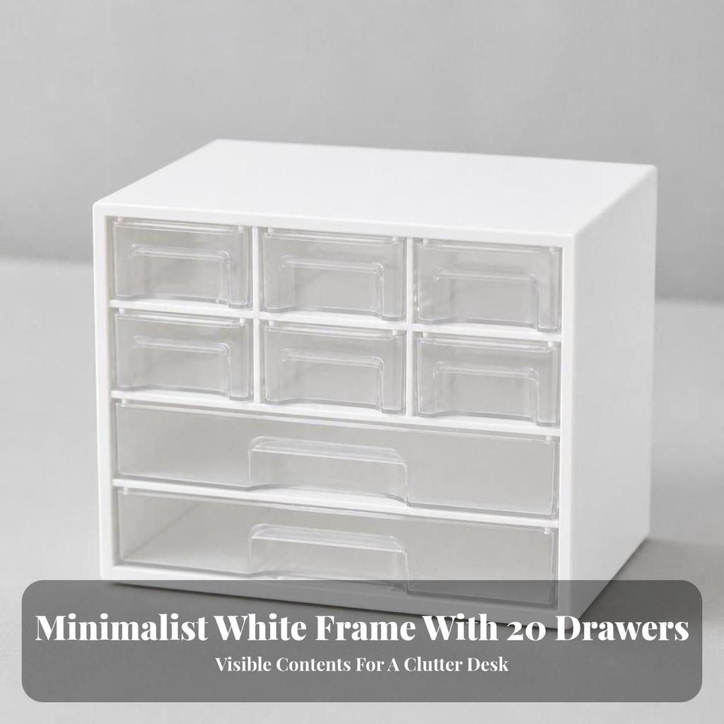 Desktop Storage Organizer with Clear Drawers Compact for Office