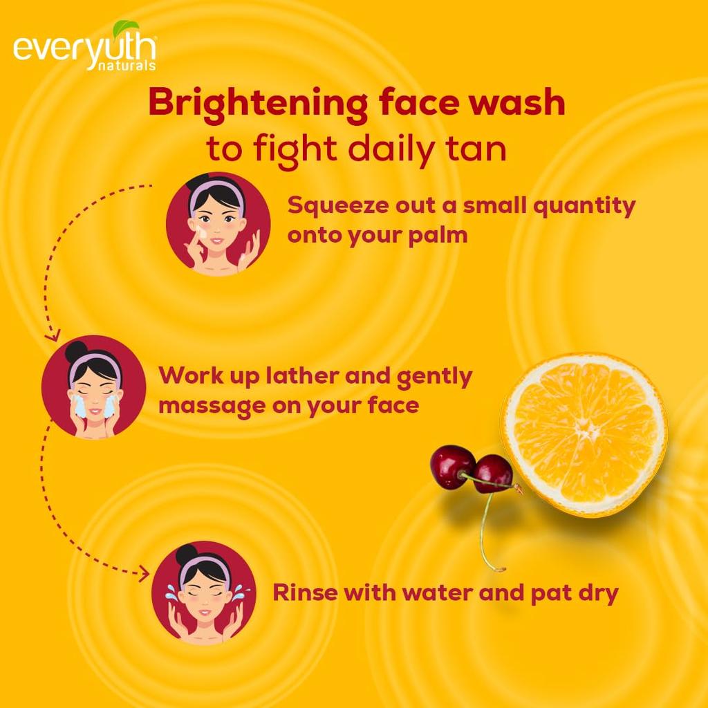 Everyuth Naturals Brightening Lemon And Cherry Face Wash 150g Pack For Deep Cleansing Oil Control Tan Reduction