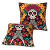 Mexican Sugar Skulls And Flowers 2 Pcs Square Pillowcase Pillow Cover Cushion Decor Comfort Throw Pillow For Home Sofa