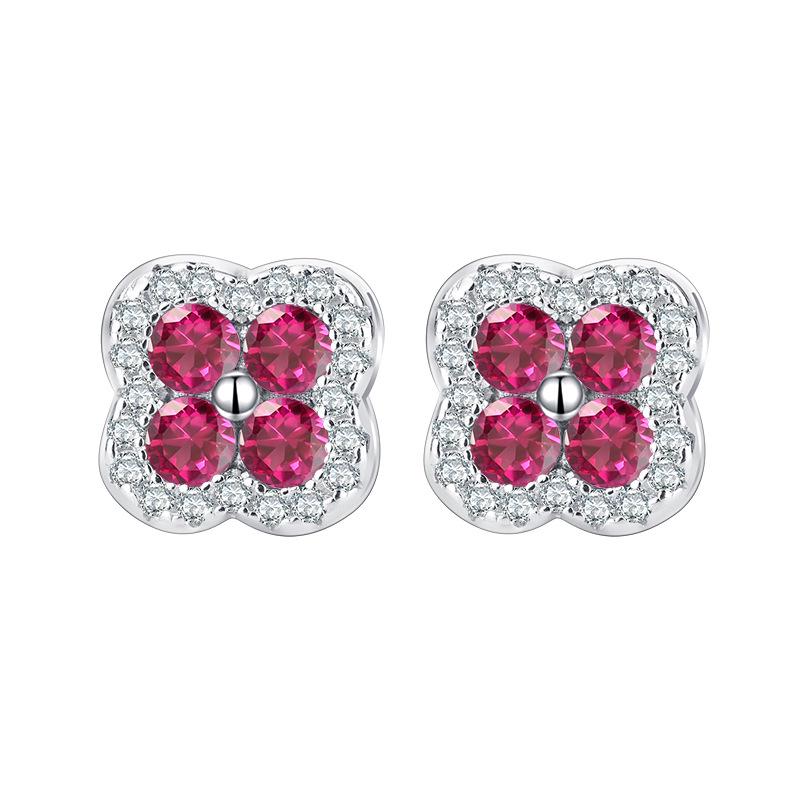 2024 Zhuang Sheng Copper Floral Gemstone Retro Stud Earrings for Women