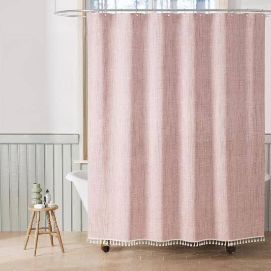 Boho Zasłona Prysznicowa z Frędzlami Zasłona Prysznicowa Farmhouse Zasłona Kąpielowa z Frędzlami i Oczkami Haczyki do Dekoracji Domu RV Łazienki