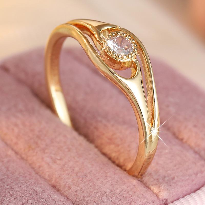 Vintage Inleg Werk Wit CZ Damesring Etnisch Goudkleurig Geometrie Dagelijkse Slijtage Feest Sieraden Jubileum Cadeau