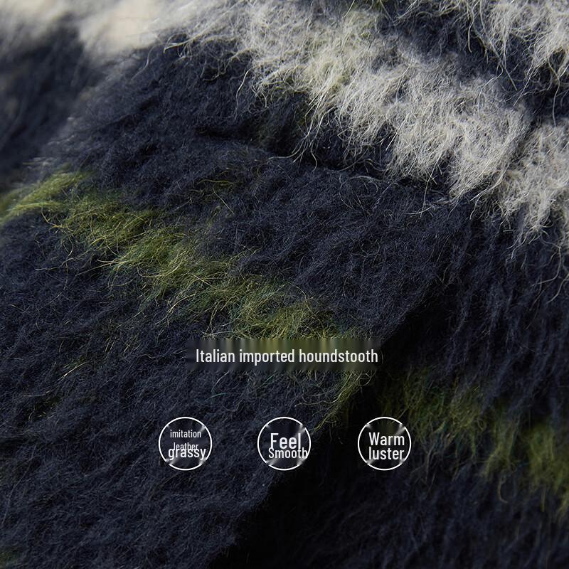 Broadcast Women's Elegant Vintage Plaid Wool Blend Mid-Length Coat