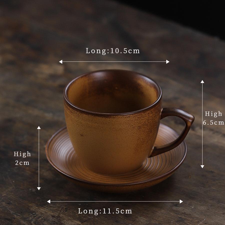 Vintage Crackle Glazed Ceramic Coffee Cup & Saucer Set For Latte Art, Afternoon Tea Cup & Saucer, Milk Tea Cup