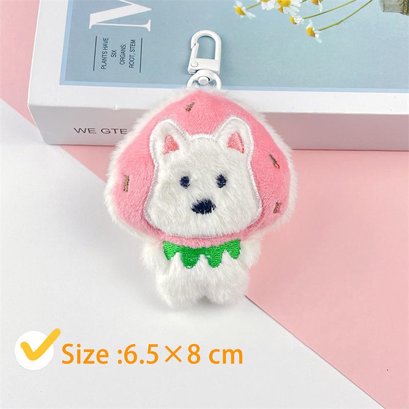 Cartoon  West Highland Puppy Plush Doll Headset Puppy Keychain Bag Pendant Charms Car Keyring Accessories For Women Kids Gift