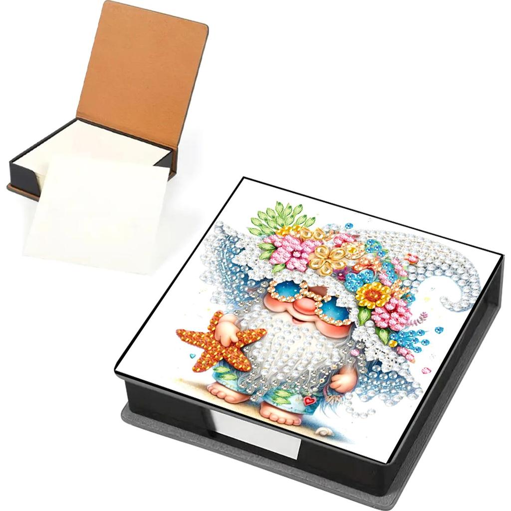 5D DIY PU Diamond Painting Notecard Box Mosaic Kit Gem Painting Memo Pad Holder Self Adhesive Crystal Note Box for Home Office