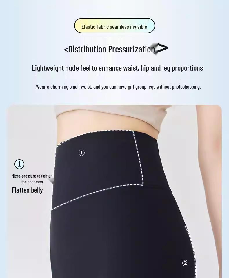 Nahtlose Sharkskin Bauchkontrollierende High-Waist Sicherheitsshorts für Damen - Nicht rollend, Anti-Exposure, Dünne Sommer-Dreiviertelhosen