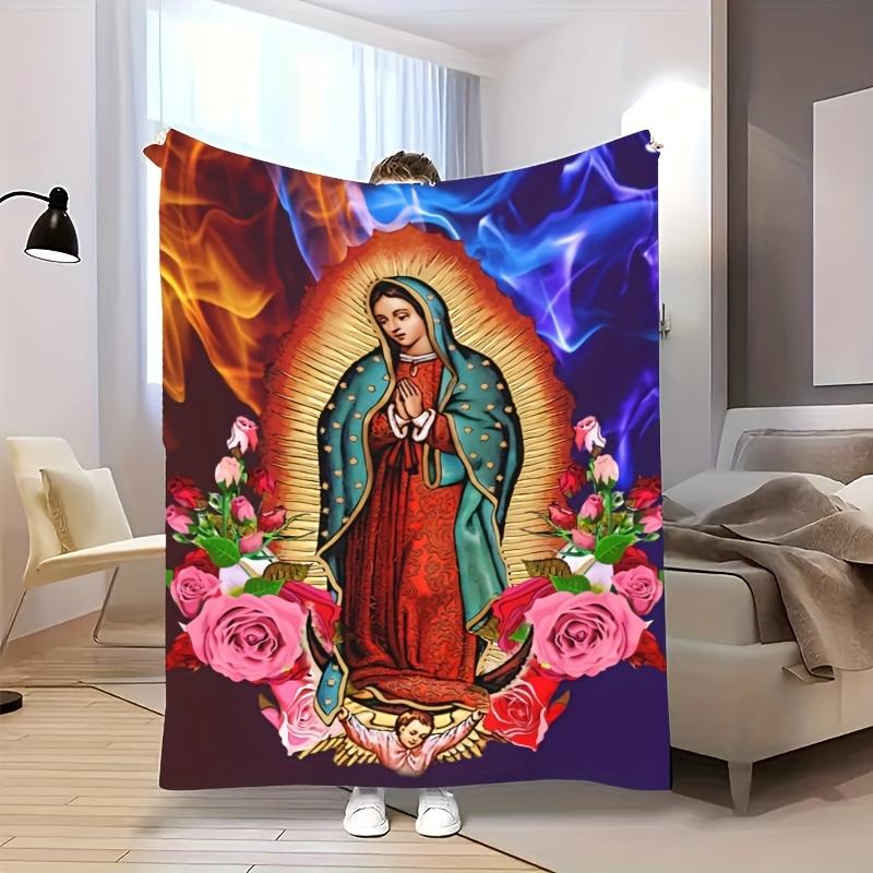 Serene Virgin Mary Blanket Soft Flannel Faith Inspired Home Decor for Living Room Bedroom All Season Comfort