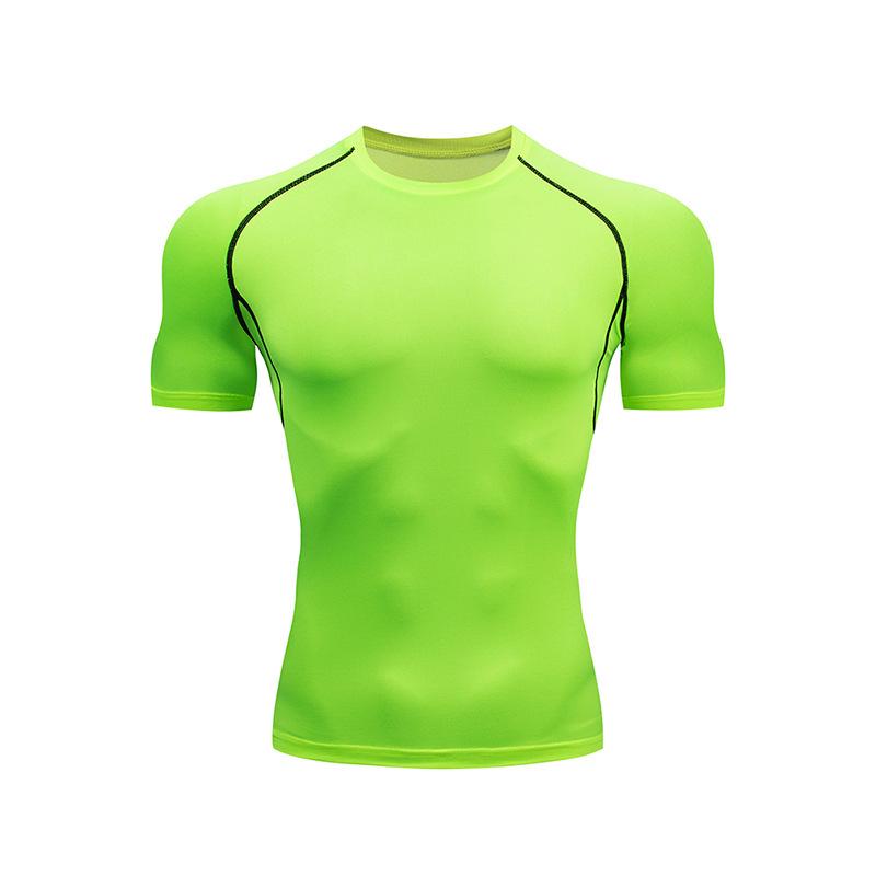 

В наличии быстросохнущая дышащая фитнес-футболка: Плотный контроль живота, Формирование тела, Короткий рукав, 7 цветов M флуоресцентный зеленый