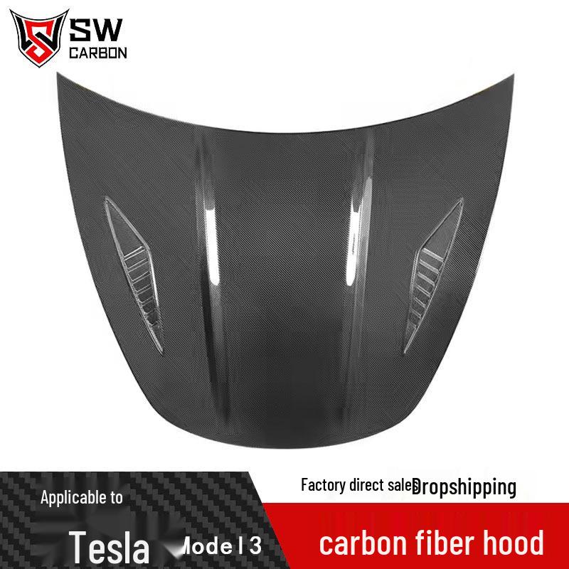 Carbon Fiber Hood & Engine Cover for Tesla Model 3/Y (2017-2020)