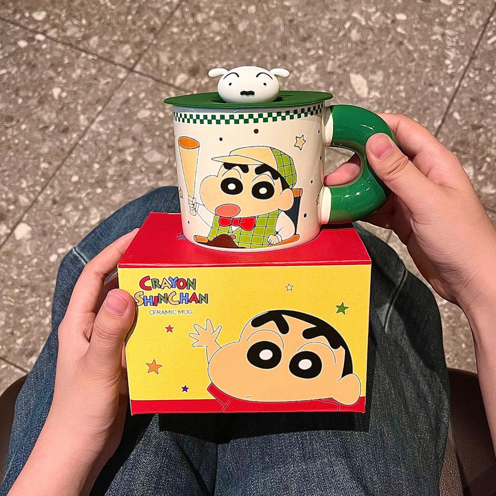 Crayon Xiaoxin Genuine Authorized Cup Ceramic High Value Mug with Lid Cute Water Cup Girls' Breakfast Cup