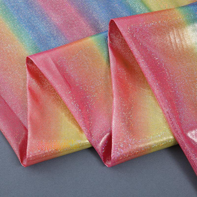 Colorful Fantasy Laser Fingerprint Dot with Gold Stamping Fabric for Stage Clothing, Tablecloths, Toys, and Christmas Decor