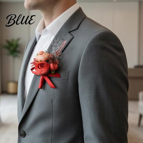 Long-lasting Color Corsage Men Suit Artificial Flower Wristlet Band Reusable
