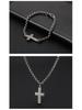 Korean Style Stainless Steel Cross Necklace & Men's Titanium Steel Bracelet Set