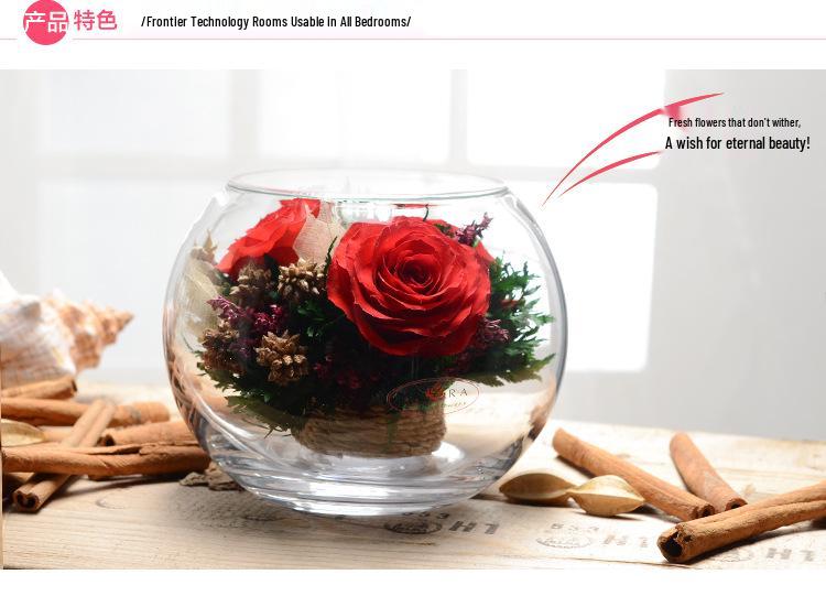 Thailand Red Rose Preserved Flower with Glass Cover – Valentine's and Christmas Gift