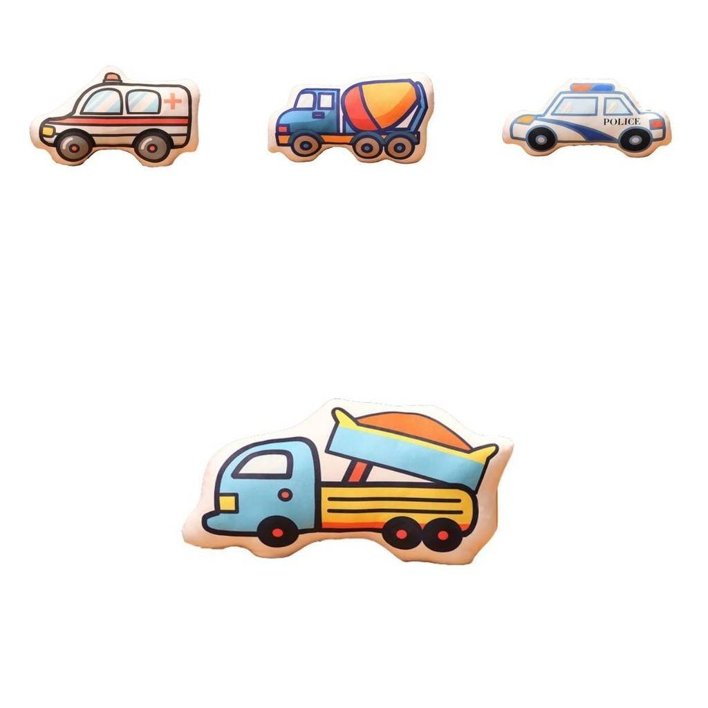 Roztomilý kreslený polštářek ve tvaru auta plyšová hračka pro děti Včetně hasičských aut a policejních aut