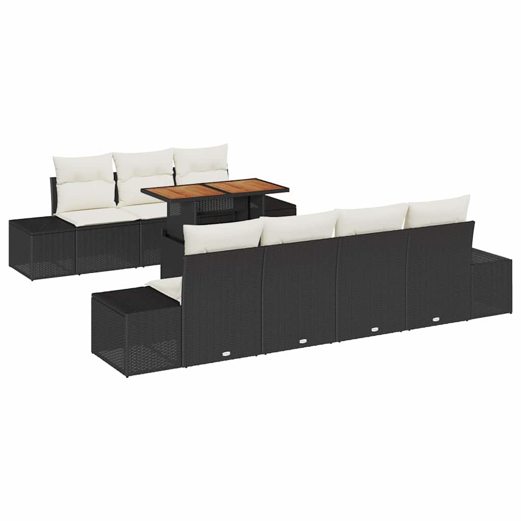Garden Sofa Set with Storage 8 pcs Black Poly Rattan