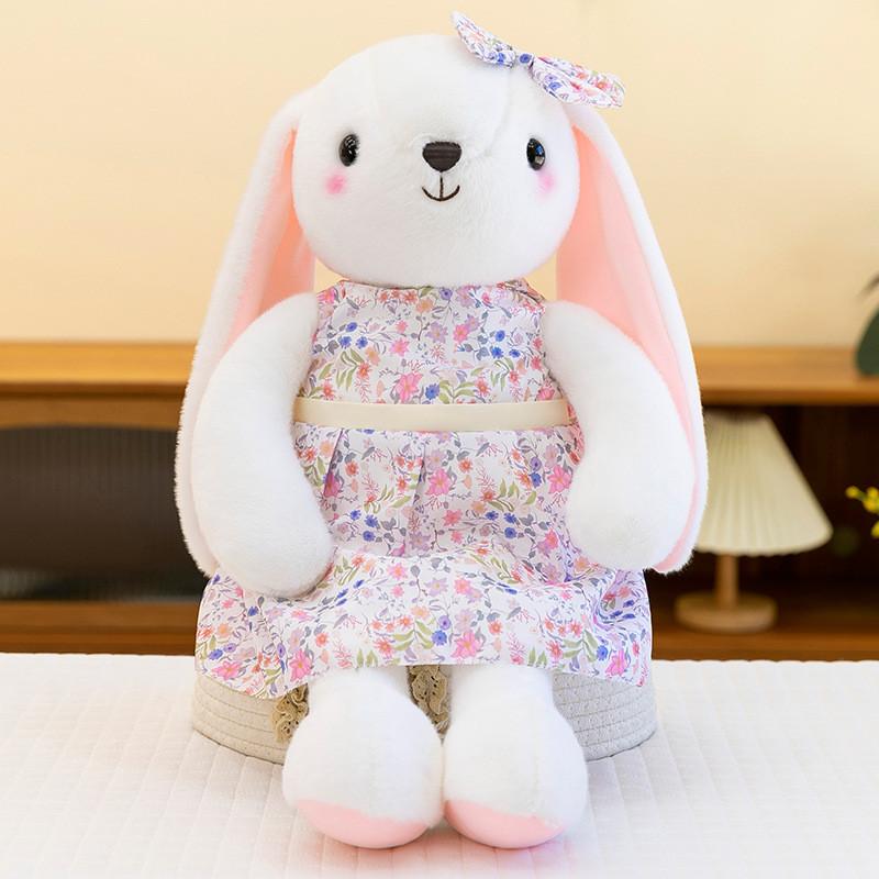 Rabbit Rural Plush Toy With Cute Floral Dress For Kids Fun And Gift Cotton Pp