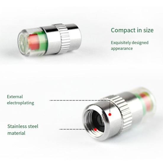 Tire Pressure Monitoring Valve Stem Caps Visual Tri-Color Alert Caps Waterproof Tire Pressure Gauge Replacement Caps for Cars Trucks SUVs Motorcycles