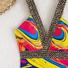 Seksi Baskı Askılı Mayo Kadın Şınav Tek Parça Mayo Monokini Backless Hollow Yaz Mayo