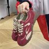Retro Outdoor Anti-velvet Leather Burgundy German Training Shoes Women's 2025 New Versatile Casual Sports Hiking Shoes Forrest Gump Board Shoes
