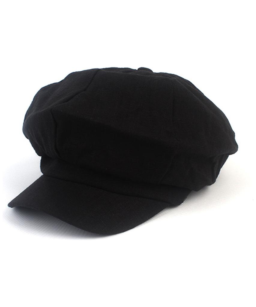 Yunibeosyeolkemiseuteuli Linen Black Loose Fit Newsboy Cap