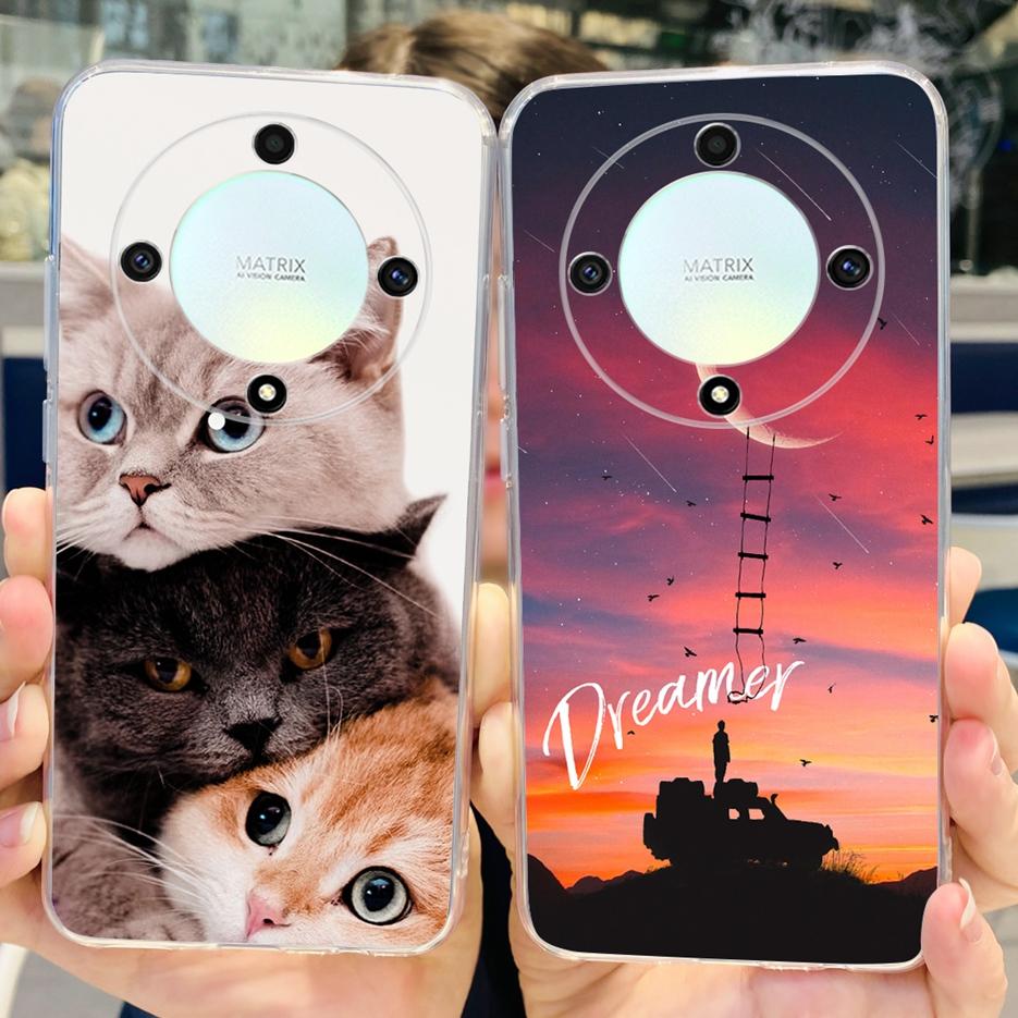 For Honor X9b 5G Case ALI-NX1 Cute Cat Butterfly Painted Cover Soft Silicone Phone Cases For Honor X9b X 9b HonorX9b Soft Fundas