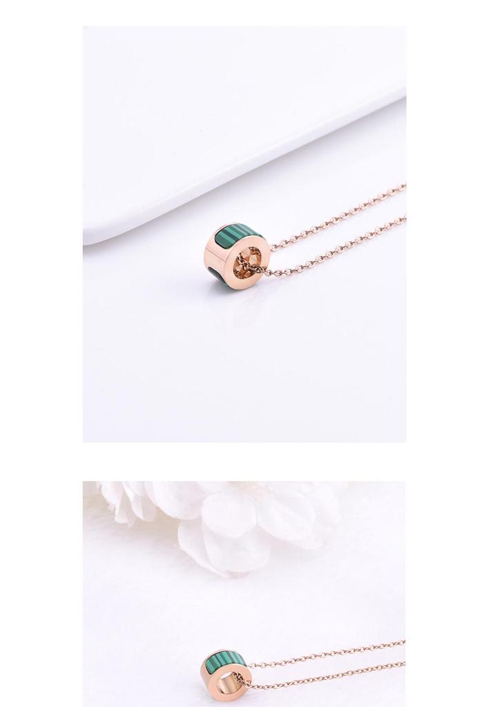 Rose Gold Malachite Necklace: Thin Waist Collarbone Chain In Japanese Korean Style