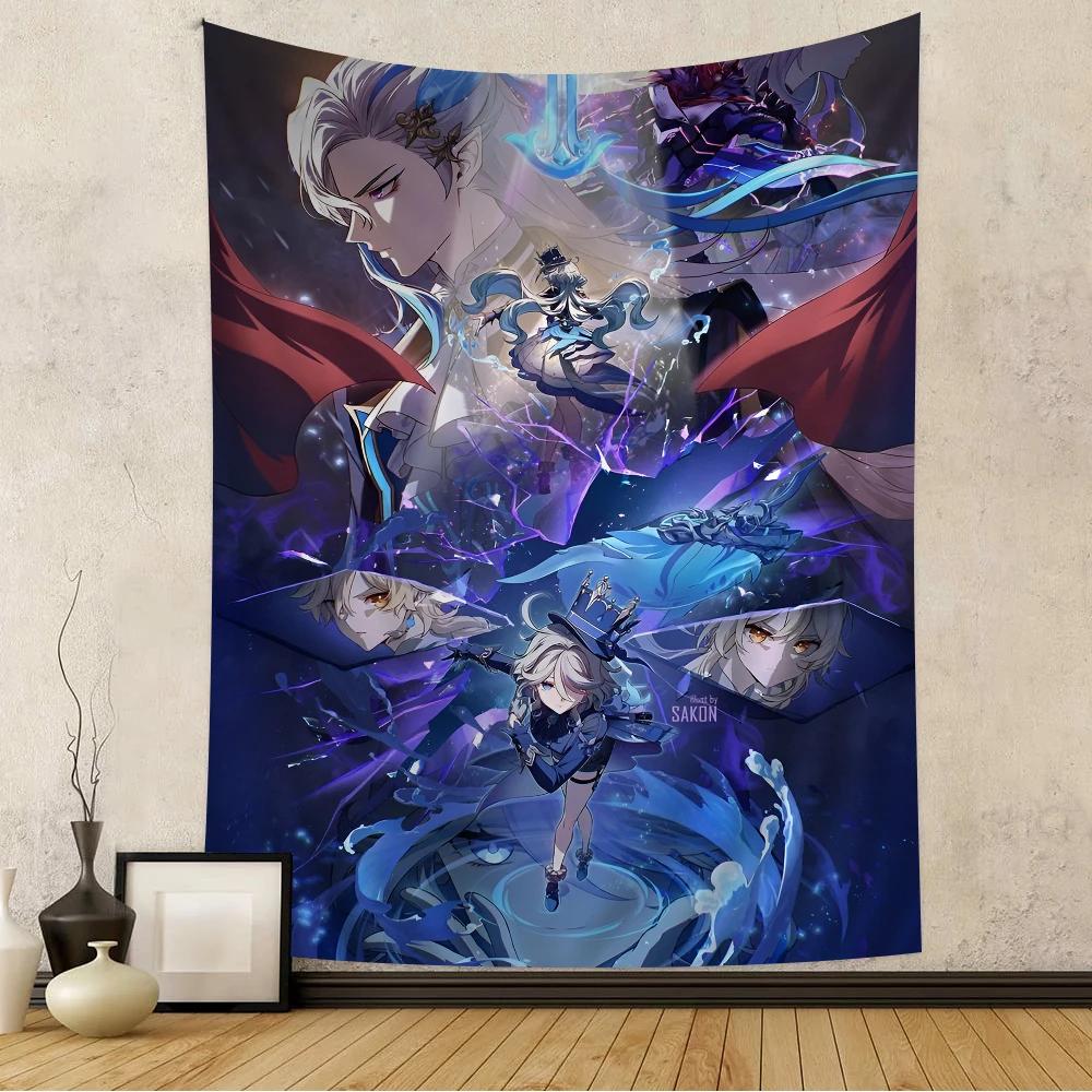 Furina G-Genshin I-Impact Tapestry Wall Hanging Cheap Hippie Wall Hanging Bohemian Wall Tapestries Mandala Wall Hanging Sheets