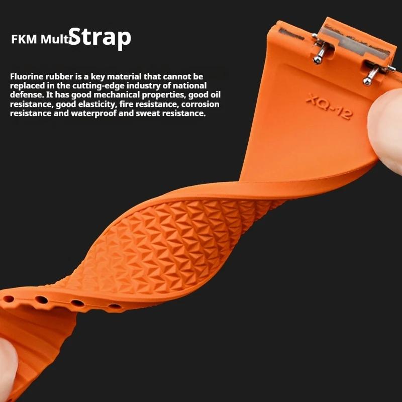 FKM Armband für Tissot PRX Super Player Serie Herren Fluorkautschuk Schnellverschluss Konvex Schmetterlingsschließe Uhrenarmband Zubehör 12mm