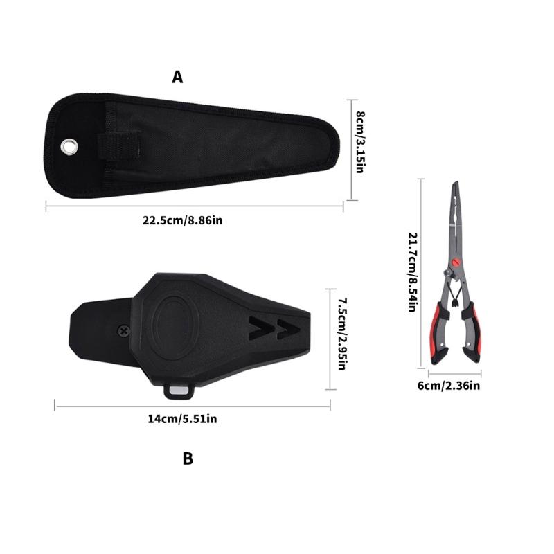 Multifunctional Pliers with Sheath Coiled Lanyard Fishing Pliers Braided Fishing Line Cutter Rings Openers Hook Remover