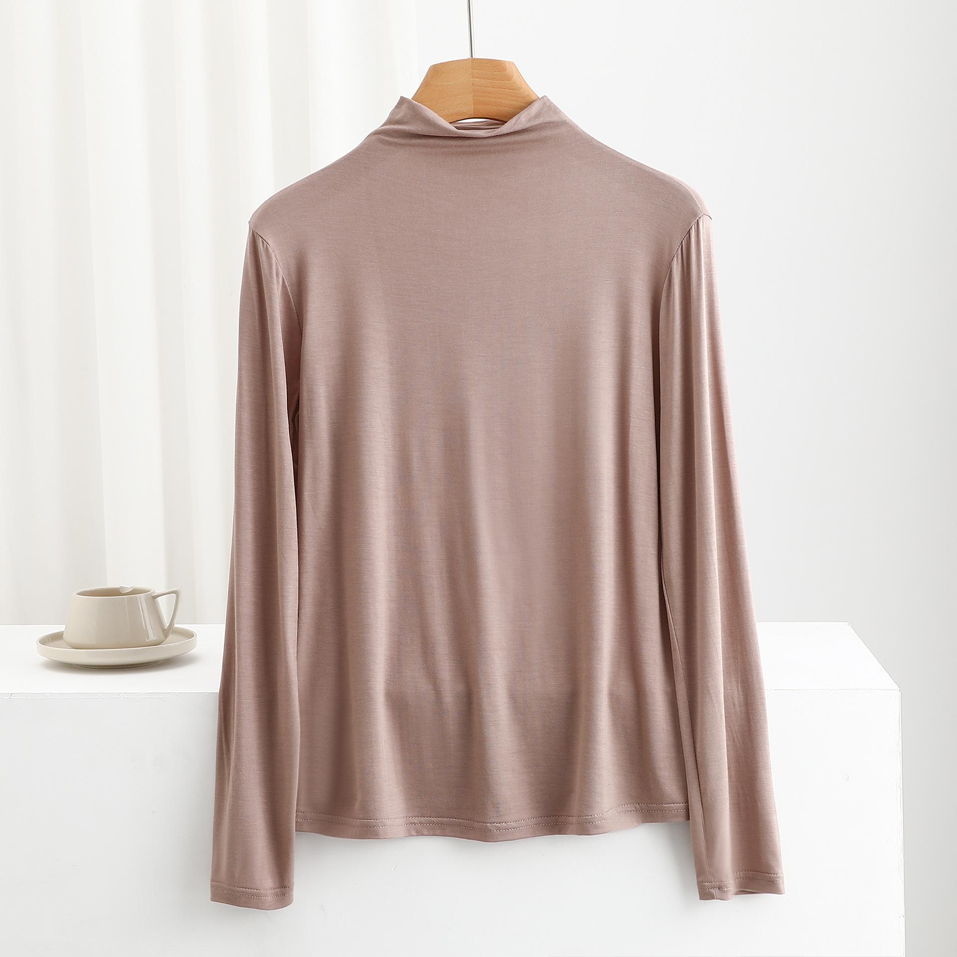 

Женская осенне-зимняя футболка с высоким воротником, рубашка с длинными рукавами, повседневные футболки, однотонные тонкие базовые футболки, майка 2XL хаки