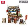 City Food Barbecue Stand Building Block Mini Takoyaki Streetview Hong Kong Food Stall Puzzle Decor Toys Girls Kids Gift