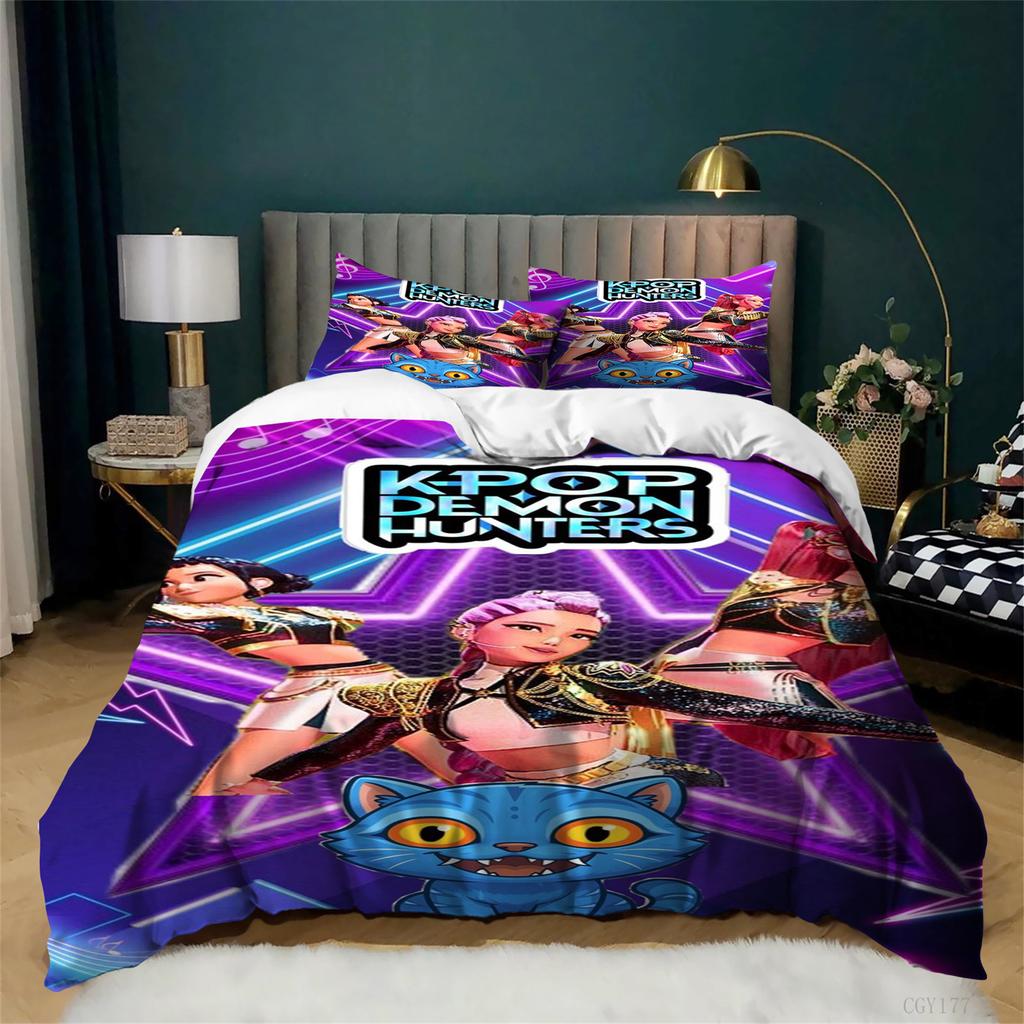 3Pcs Movie Star Kpop Quilt Cover Light-Weight Duvet Cover Set Bedroom Ultra Soft All Season Duvet Cover,2 Pillowsham