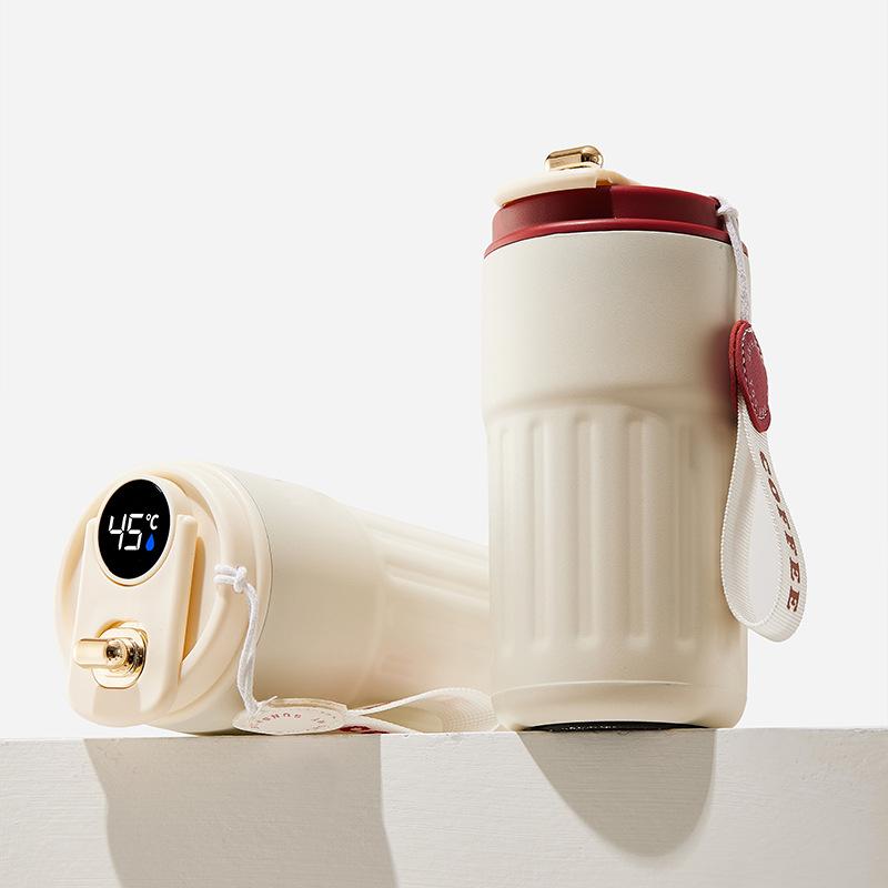 Inteligentní teplota 316 nerezový vakuový izolační hrnek 450ml přenosný izolační hrnek kancelářský hrnek na kávu hrnek na kávu pro běžné nošení