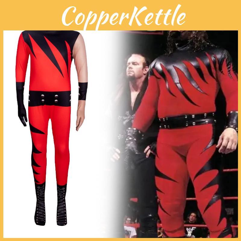 Wwe Kane Costume Kids Cosplay Jumpsuit With Mask For Halloween Party