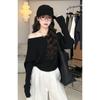 Early Autumn Korean Sexy One-Shoulder Batwing Sleeve Pullover Sweater