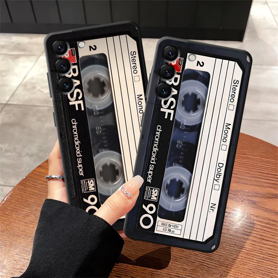 Retro Cassette Tape Black Soft Phone Cover Case for Samsung Galaxy A05 A17 A40 A16 A10 A12 A04 A50 A20 A13 A70 A06 A30 A15